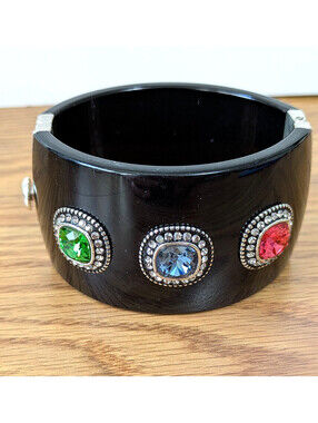 BRIGHTON Bright Sparks Bangle BRACELET Wide Clamper Hinged Good Cond 6" 6.5"